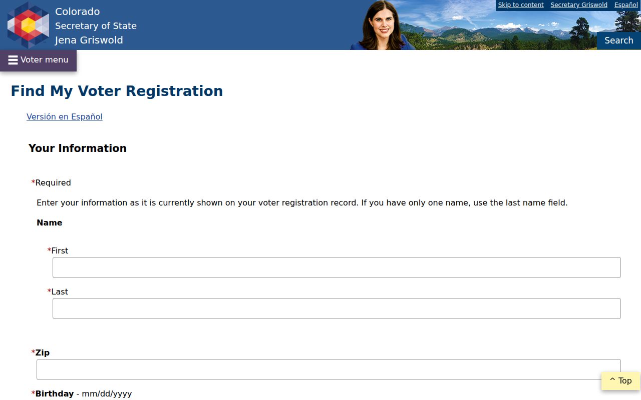 Pueblo residents directory view of Colorado voter lookup fields