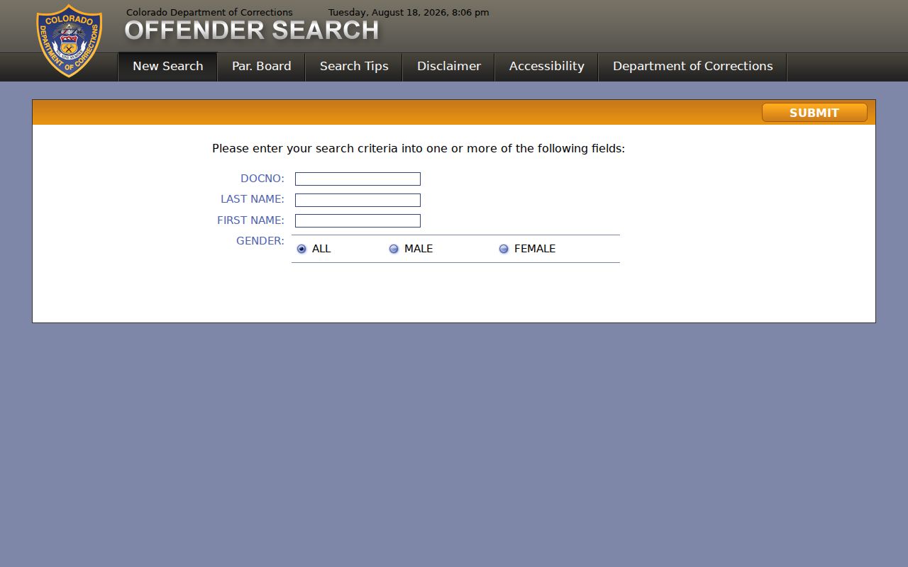 Pueblo resident lookup Colorado DOC search route