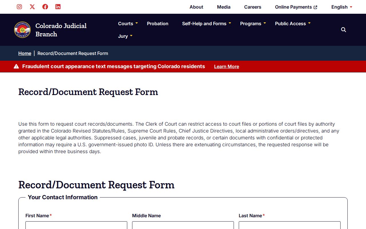Pueblo resident lookup Colorado court record request form
