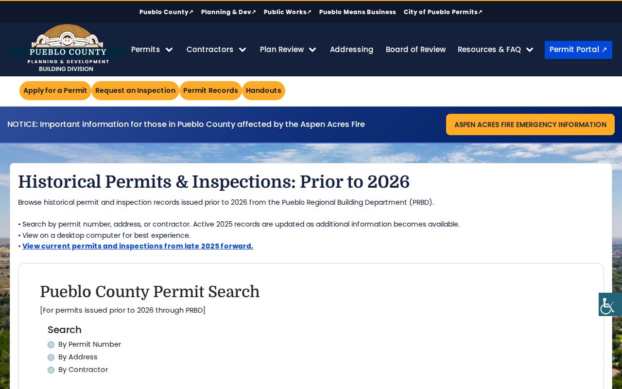 Pueblo street directory historical permit records search