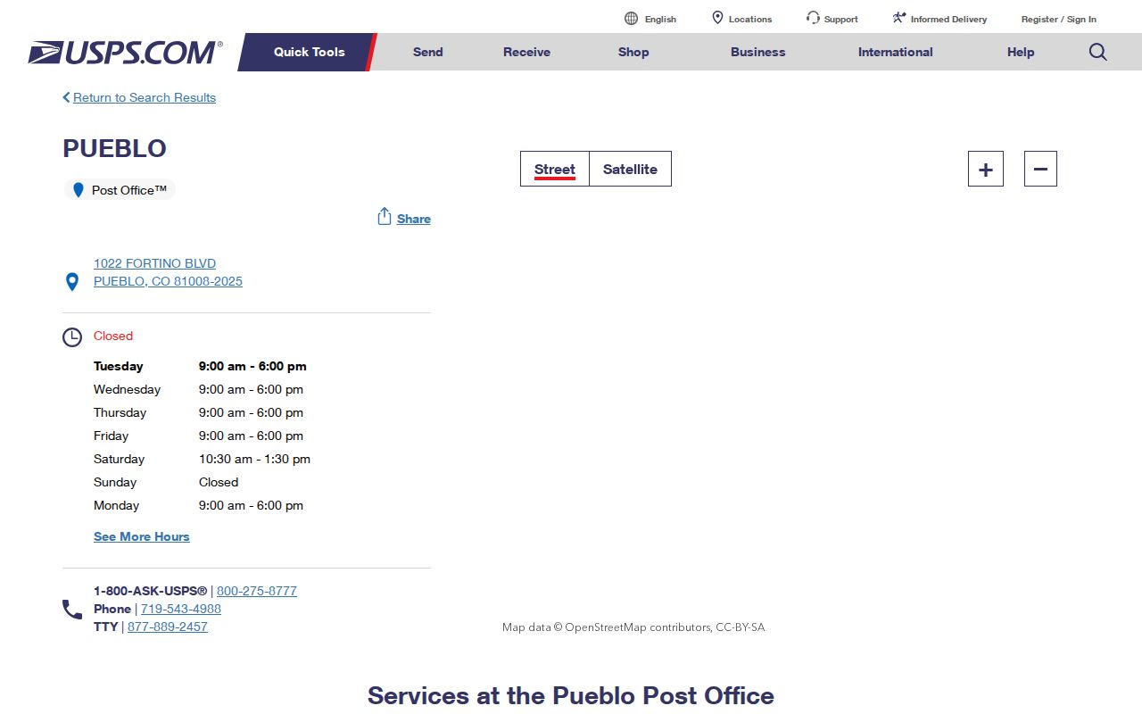 Pueblo ZIP code directory USPS Pueblo post office location
